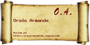 Orsós Armanda névjegykártya